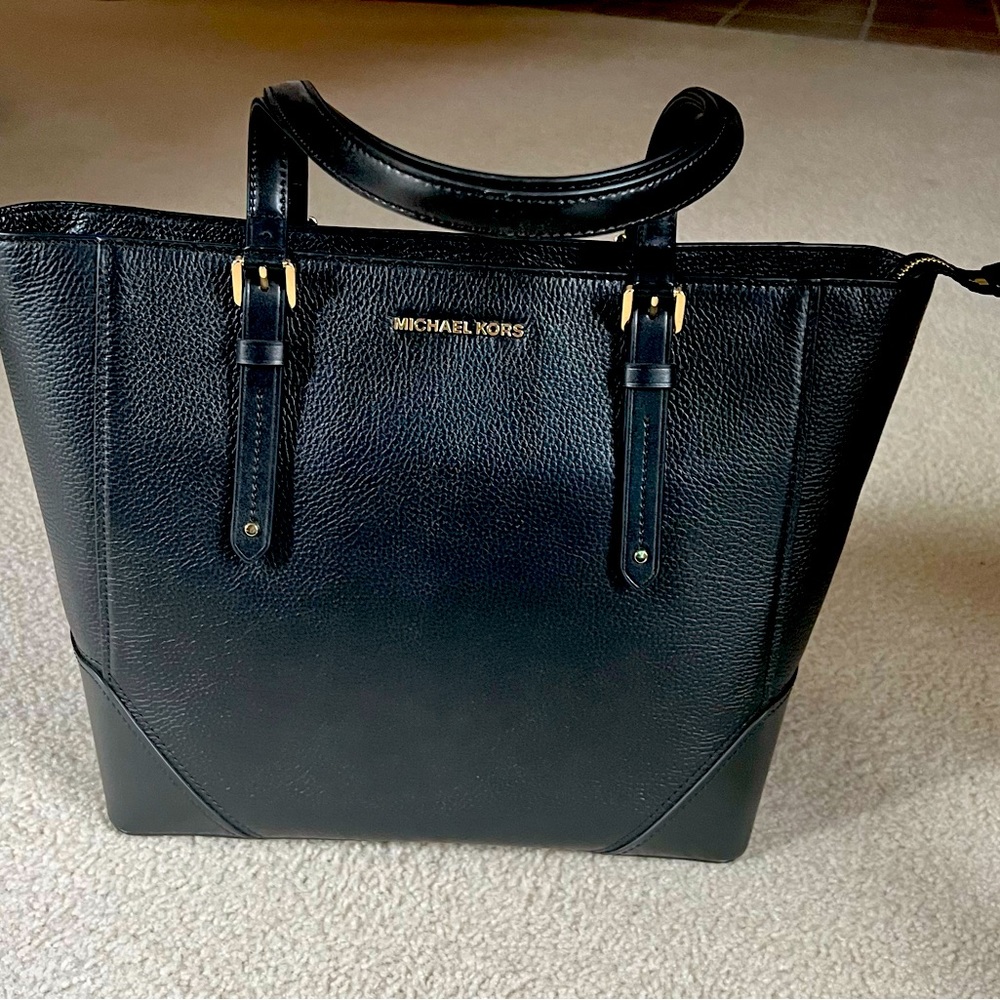 New Michael Kors Black Leather Tote with Dust Bag